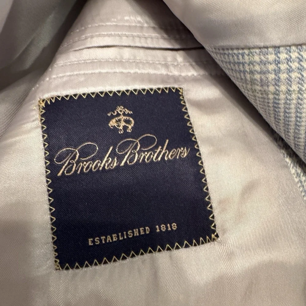 Brooks Brothers Stretch Blazer Mens 45 L Blue‎ Sport Jacket Wool Academia Luxury